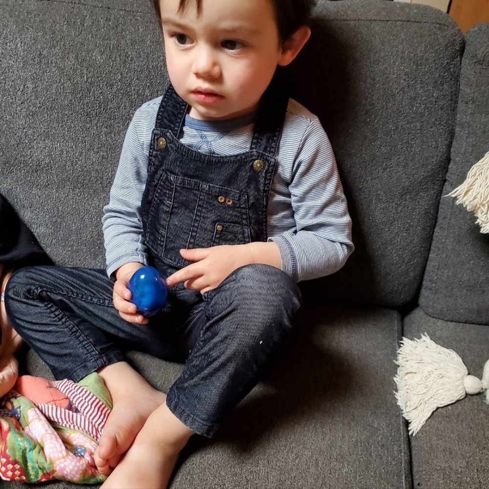 Deep blue corduroy overalls